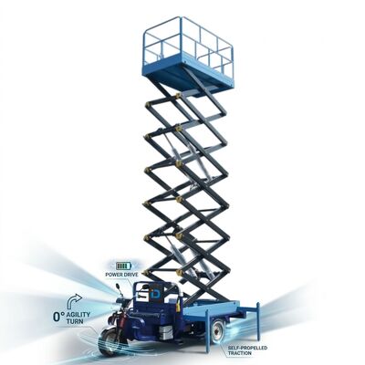 Quality Multi Person Tricycle Scissor Lift 500kg Mobile Hydraulic Platform 12m factory