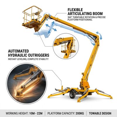 Quality Automatic Leveling Trailer Boom Lift 10m-22m Towable Bucket Lift factory