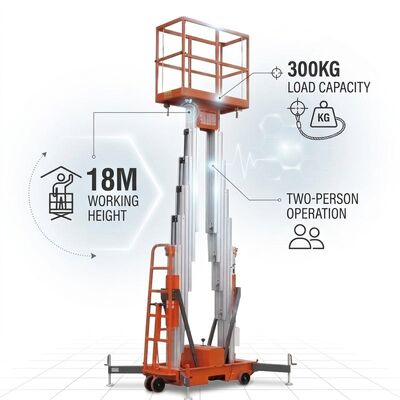Quality Double Column Aluminum Lift 8m To 18m High Strength Vertical Mast Boom Lift factory