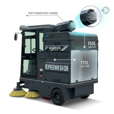 kwaliteit Compact Electric Floor Sweeper With 150L Water Tank And 170L Dustbin fabriek