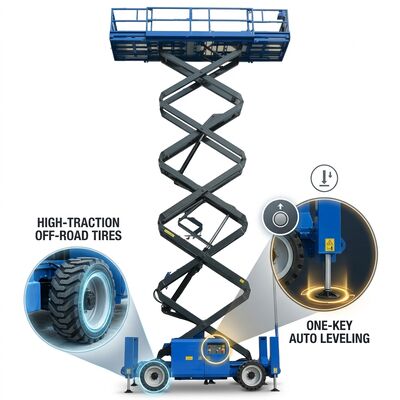 Quality Diesel Four Wheel Drive Scissor Lift Outdoor 680kg Q235 Carbon Steel factory